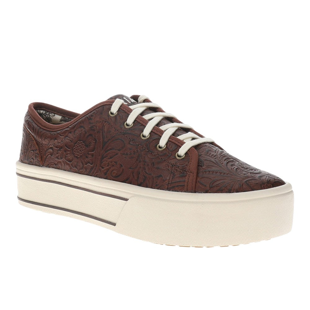 Skylar Floral Embossed Platform Lace Up Sneakers