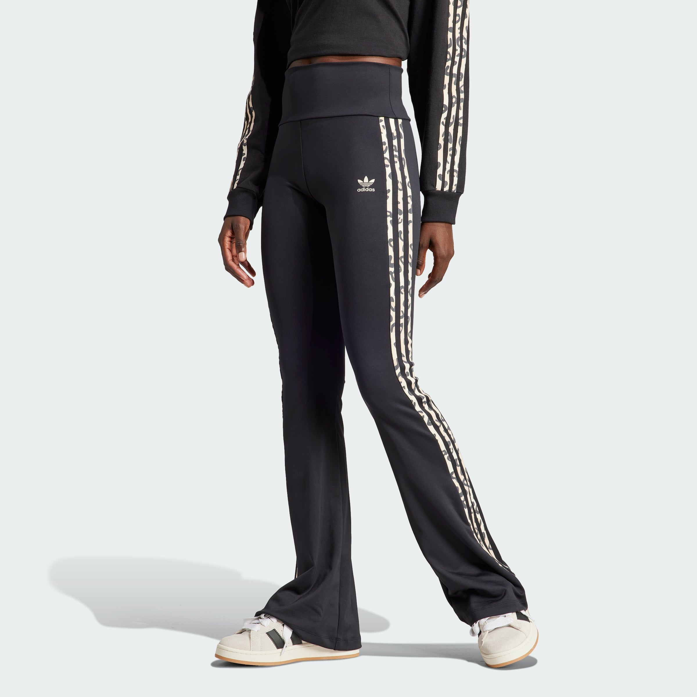 Women's adidas adidas Originals Leopard Luxe 3-Stripes Infill Flared Leggings