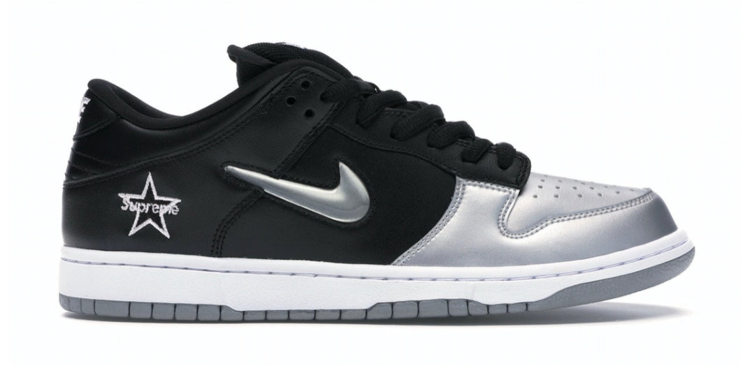 SB Dunk Low Jewel Swoosh Silver