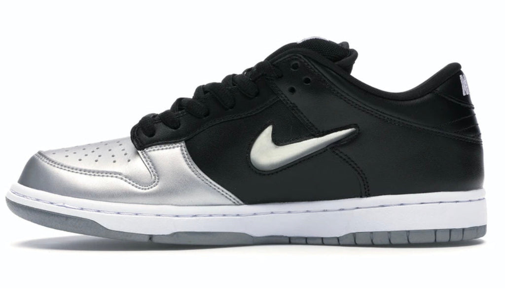 SB Dunk Low Jewel Swoosh Silver