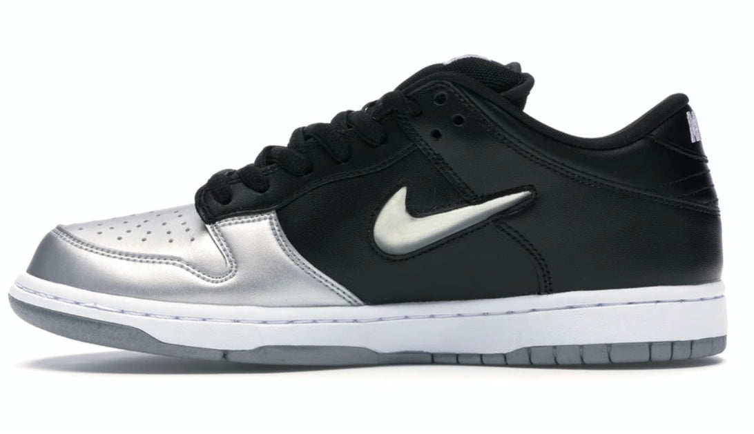 SB Dunk Low Jewel Swoosh Silver