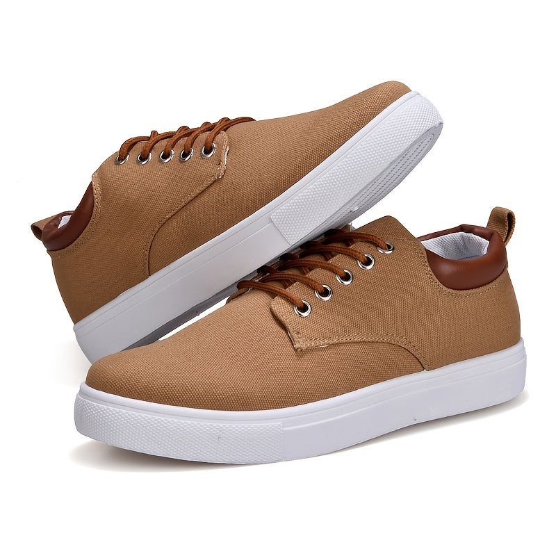Men's Fashion Canvas Lace-Up Skate Shoes, Comfortable Sneakers, Autumn, Black\u002FGrey\u002FKhaki , For Halloween