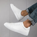 PLUS SIZE Men's Solid Skate Shoes, Comfy Non Slip Casual Lace Up Sneakers For Men's Outdoor Activities