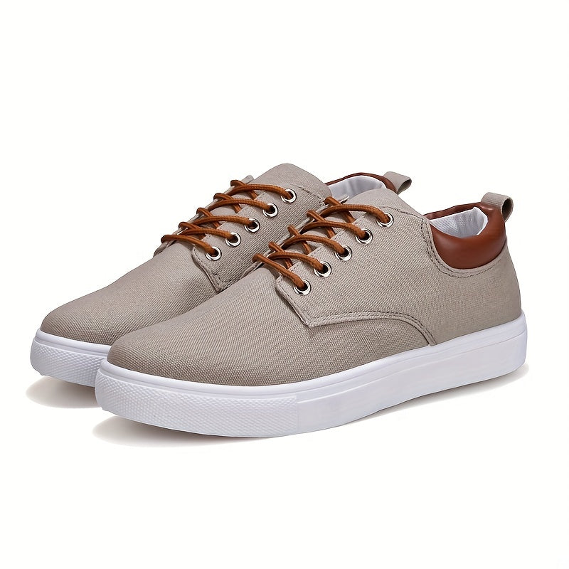 Men's Fashion Canvas Lace-Up Skate Shoes, Comfortable Sneakers, Autumn, Black\u002FGrey\u002FKhaki , For Halloween